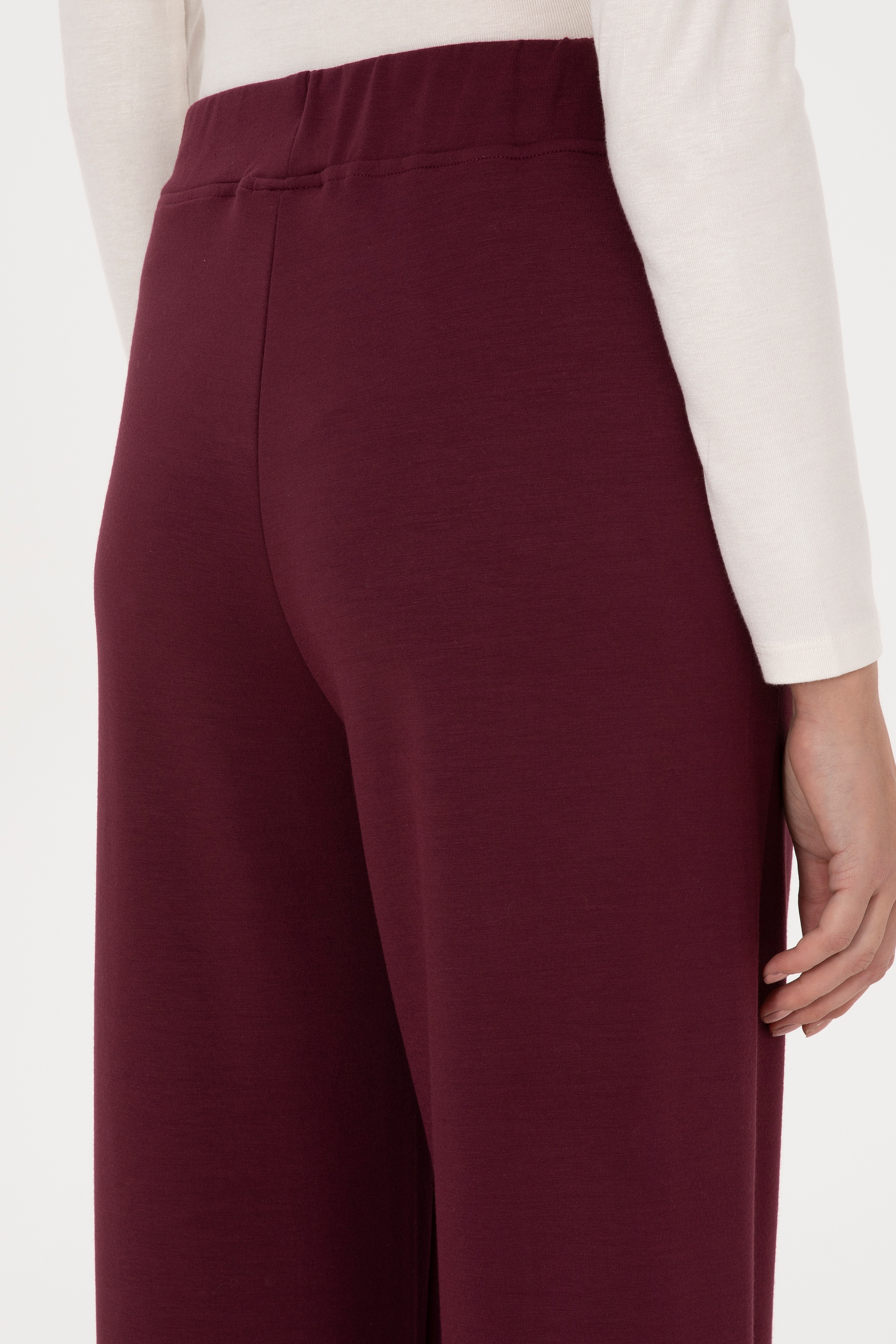 Kadın Bordo Modal Karışımlı Loose Fit Eşofman Altı - Image 6