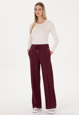 Kadın Bordo Modal Karışımlı Loose Fit Eşofman Altı - 50314223026