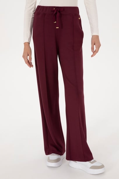Kadın Bordo Modal Karışımlı Loose Fit Eşofman Altı