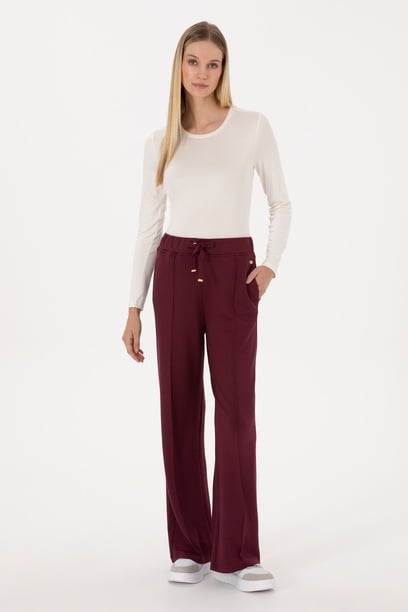 Kadın Bordo Modal Karışımlı Loose Fit Eşofman Altı