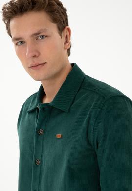 Erkek Koyu Yeşil Uzun Kollu Gömlek - 50316668018