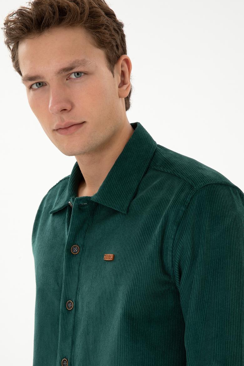 Erkek Koyu Yeşil Uzun Kollu Gömlek - 50316668018