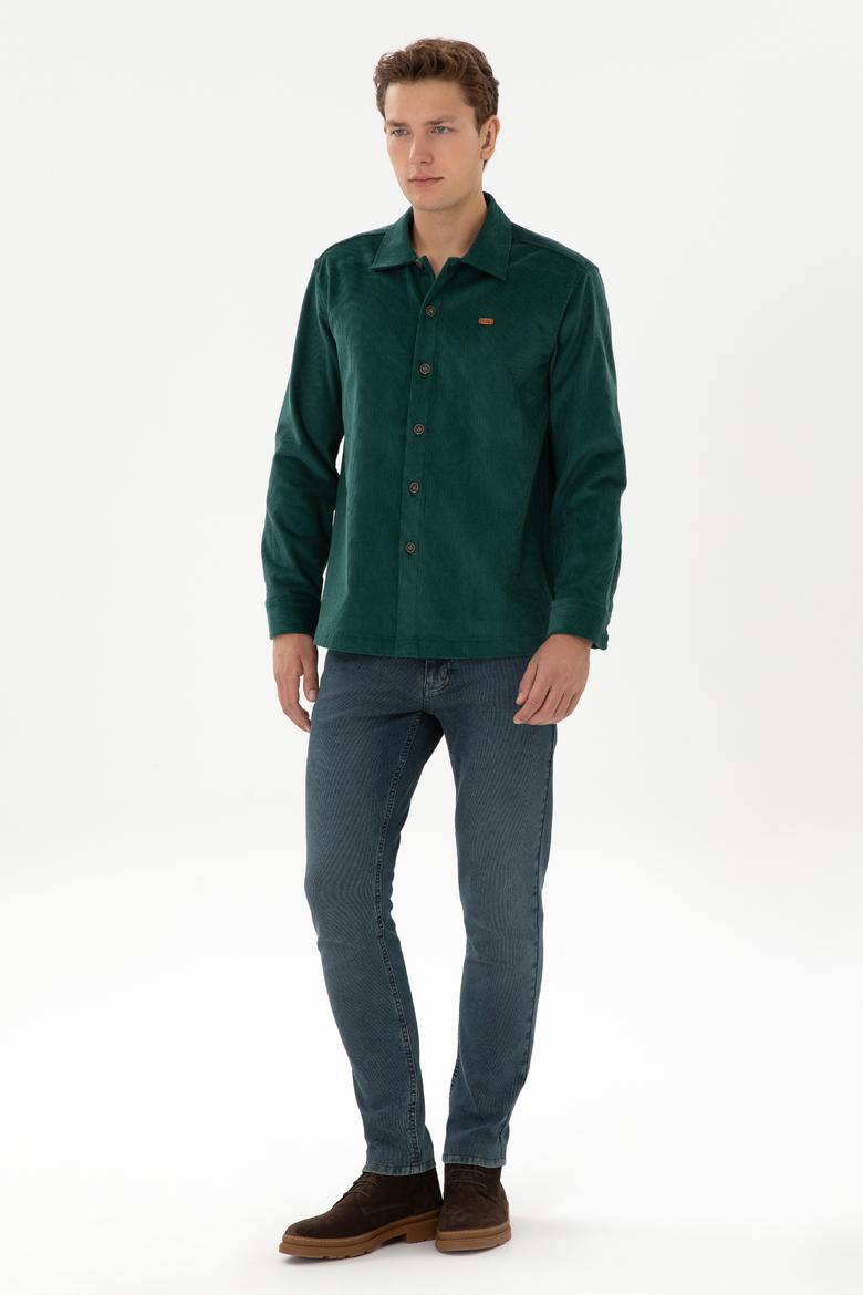 Erkek Koyu Yeşil Uzun Kollu Gömlek - 50316668018