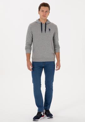 Erkek Gri Melanj Basic Sweatshirt - 50307703031