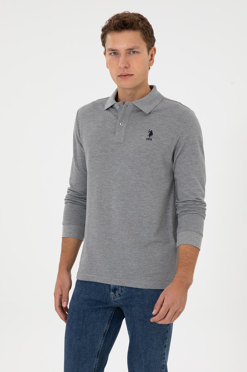 Erkek Gri Melanj Basic Sweatshirt