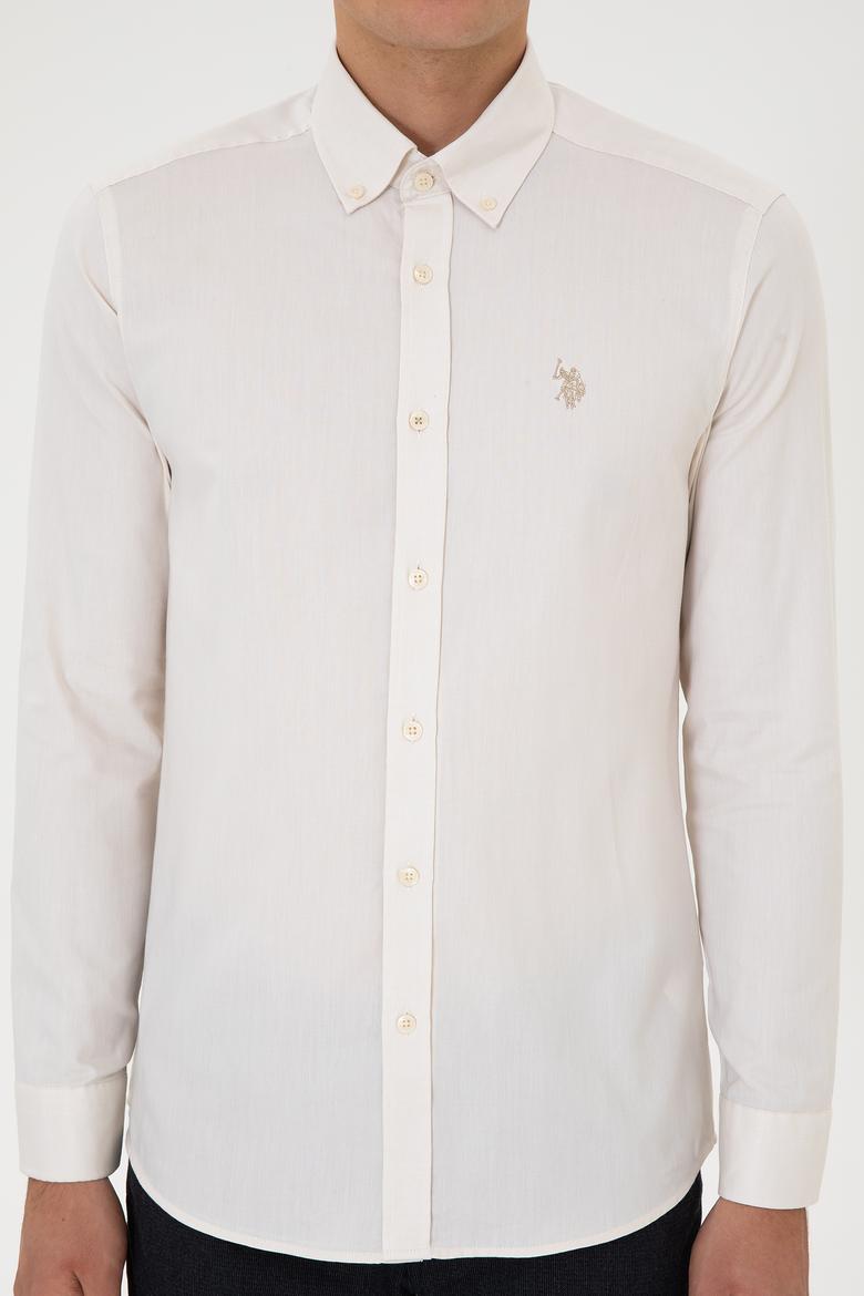 Erkek Krem Uzun Kollu Basic Gömlek - 50307674115