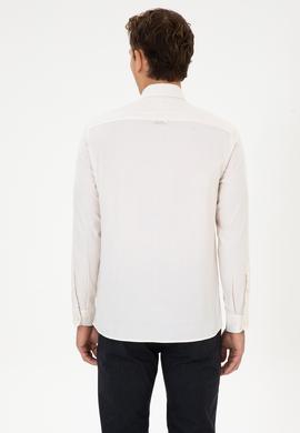 Erkek Krem Uzun Kollu Basic Gömlek - 50307674115