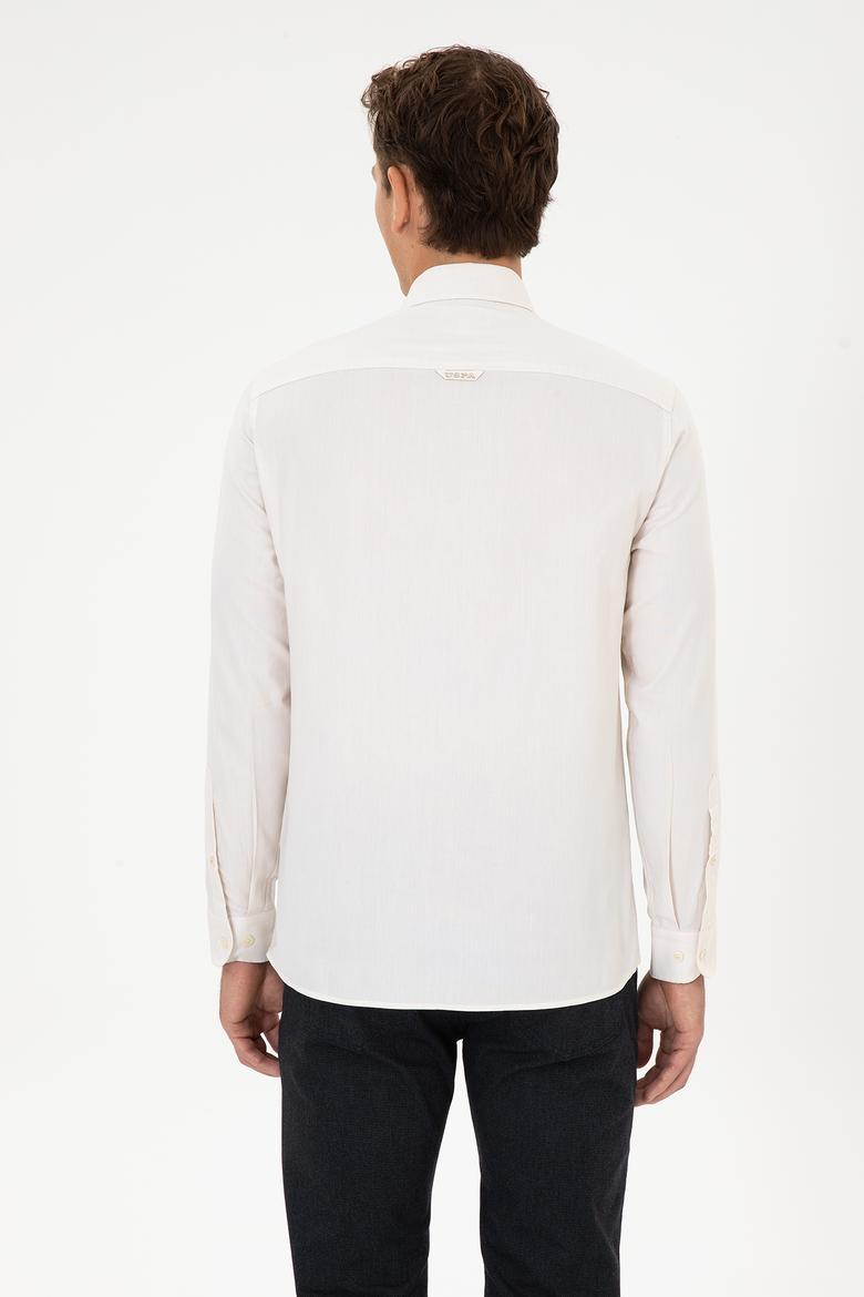 Erkek Krem Uzun Kollu Basic Gömlek - 50307674115