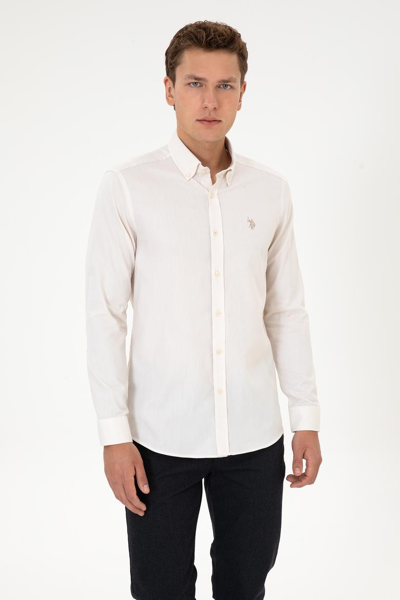 Erkek Krem Uzun Kollu Basic Gömlek - 50307674115