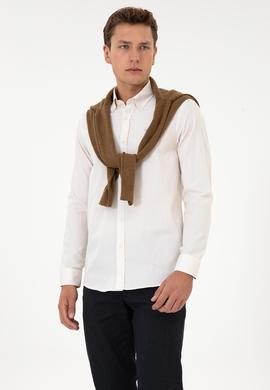Erkek Krem Uzun Kollu Basic Gömlek - 50307674115