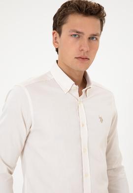 Erkek Krem Uzun Kollu Basic Gömlek - 50307674115