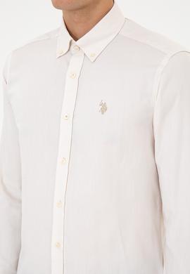 Erkek Krem Uzun Kollu Basic Gömlek - 50307674115