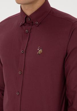 Erkek Bordo Uzun Kollu Basic Gömlek - 50307659130