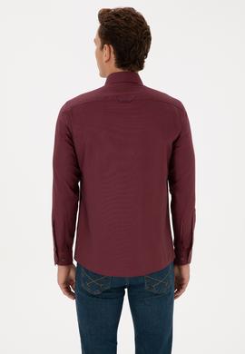 Erkek Bordo Uzun Kollu Basic Gömlek - 50307659130