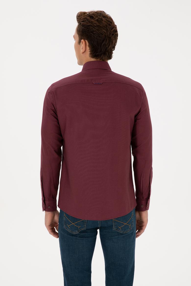 Erkek Bordo Uzun Kollu Basic Gömlek - 50307659130