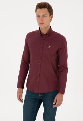 Erkek Bordo Uzun Kollu Basic Gömlek - 50307659130