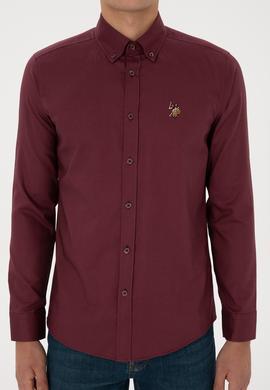Erkek Bordo Uzun Kollu Basic Gömlek - 50307659130