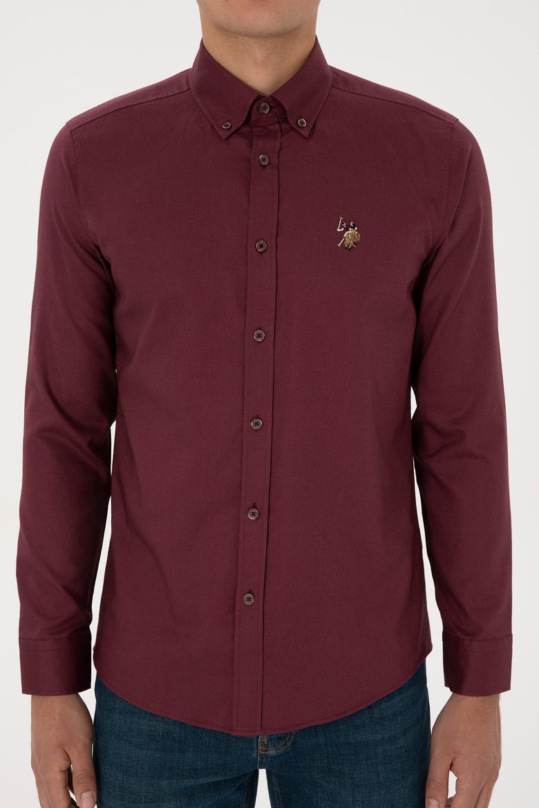 Erkek Bordo Uzun Kollu Basic Gömlek - 50307659130