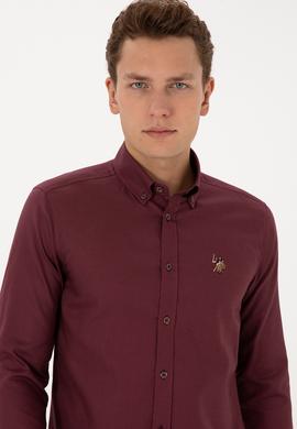 Erkek Bordo Uzun Kollu Basic Gömlek - 50307659130