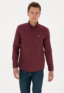 Erkek Bordo Uzun Kollu Basic Gömlek - 50307659130