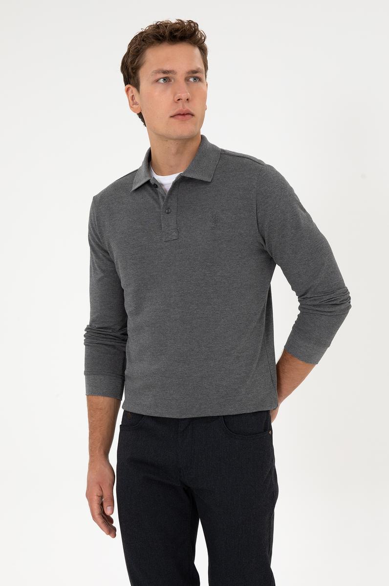 Erkek Antrasit Melanj Basic Sweatshirt