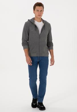 Erkek Antrasit Melanj Örme Hırka - 50307743016