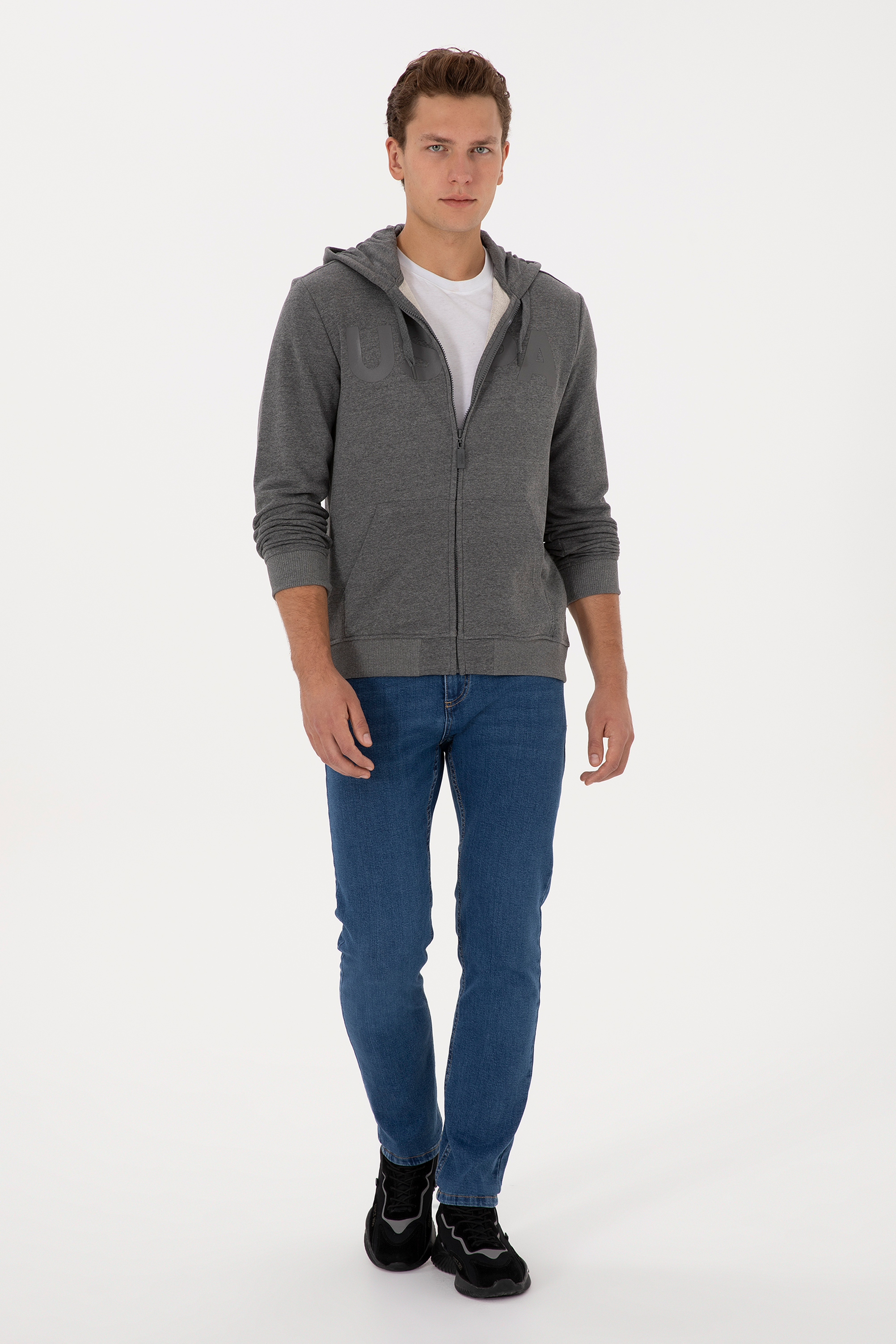 Erkek Antrasit Melanj Örme Hırka - 50307743016