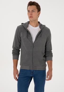 Erkek Antrasit Melanj Örme Hırka - 50307743016