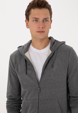 Erkek Antrasit Melanj Örme Hırka - 50307743016