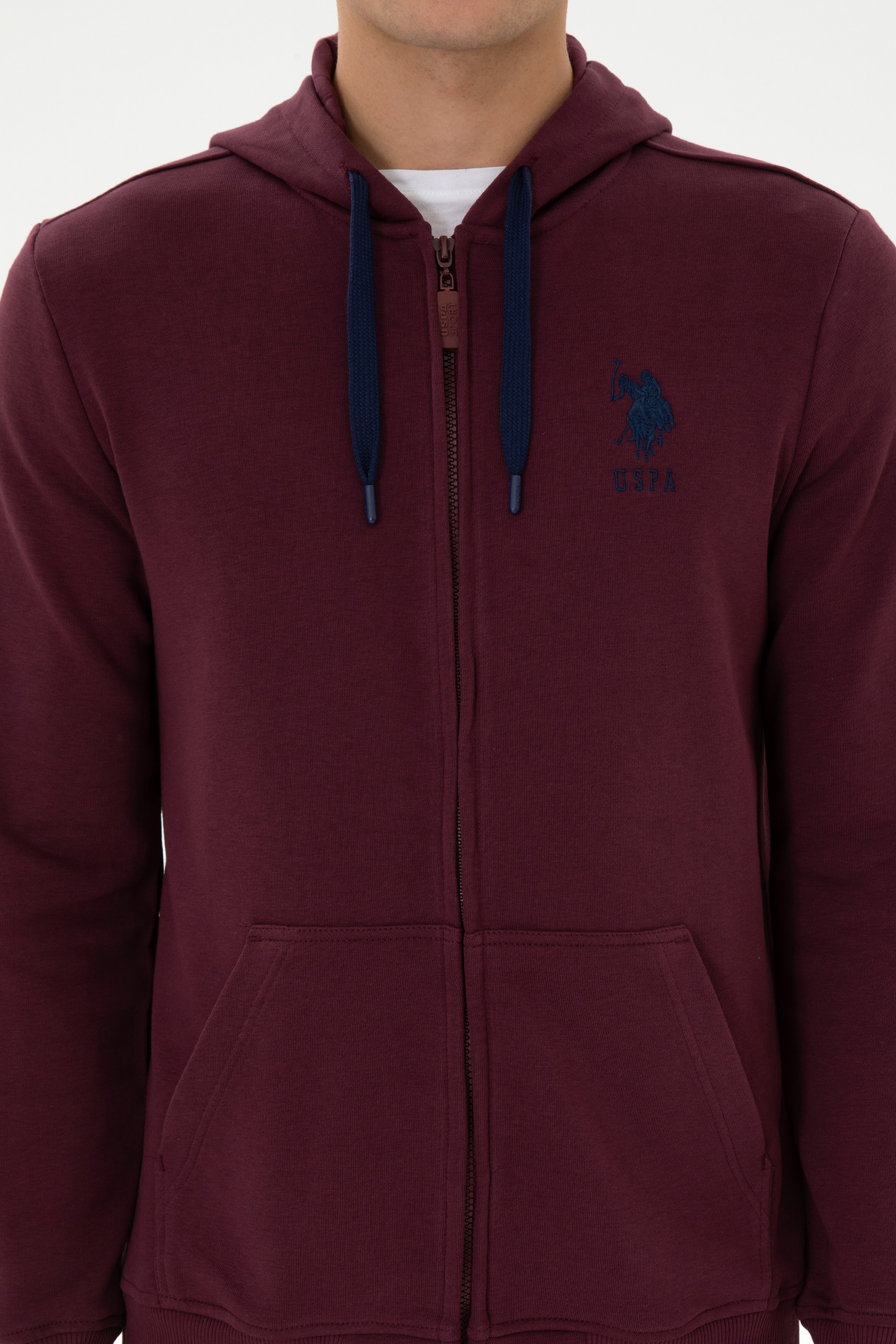 Erkek Regular Fit Regular Fit Fermuarlı Kapüşonlu Bordo Örme Hırka - Image 6