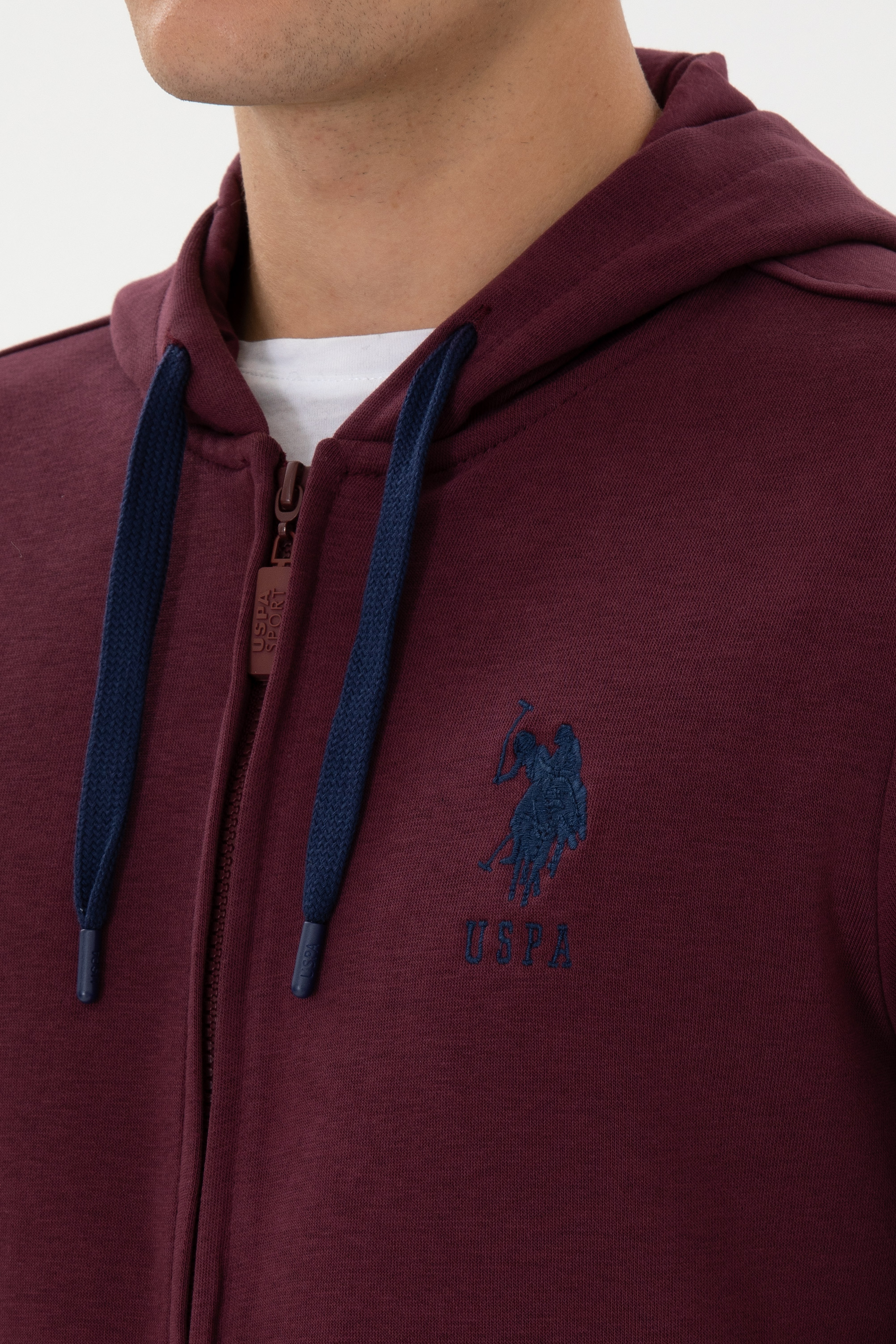 Erkek Regular Fit Regular Fit Fermuarlı Kapüşonlu Bordo Örme Hırka - Image 7