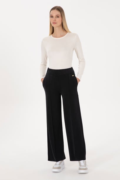 Kadın Siyah Modal Karışımlı Loose Fit Eşofman Altı