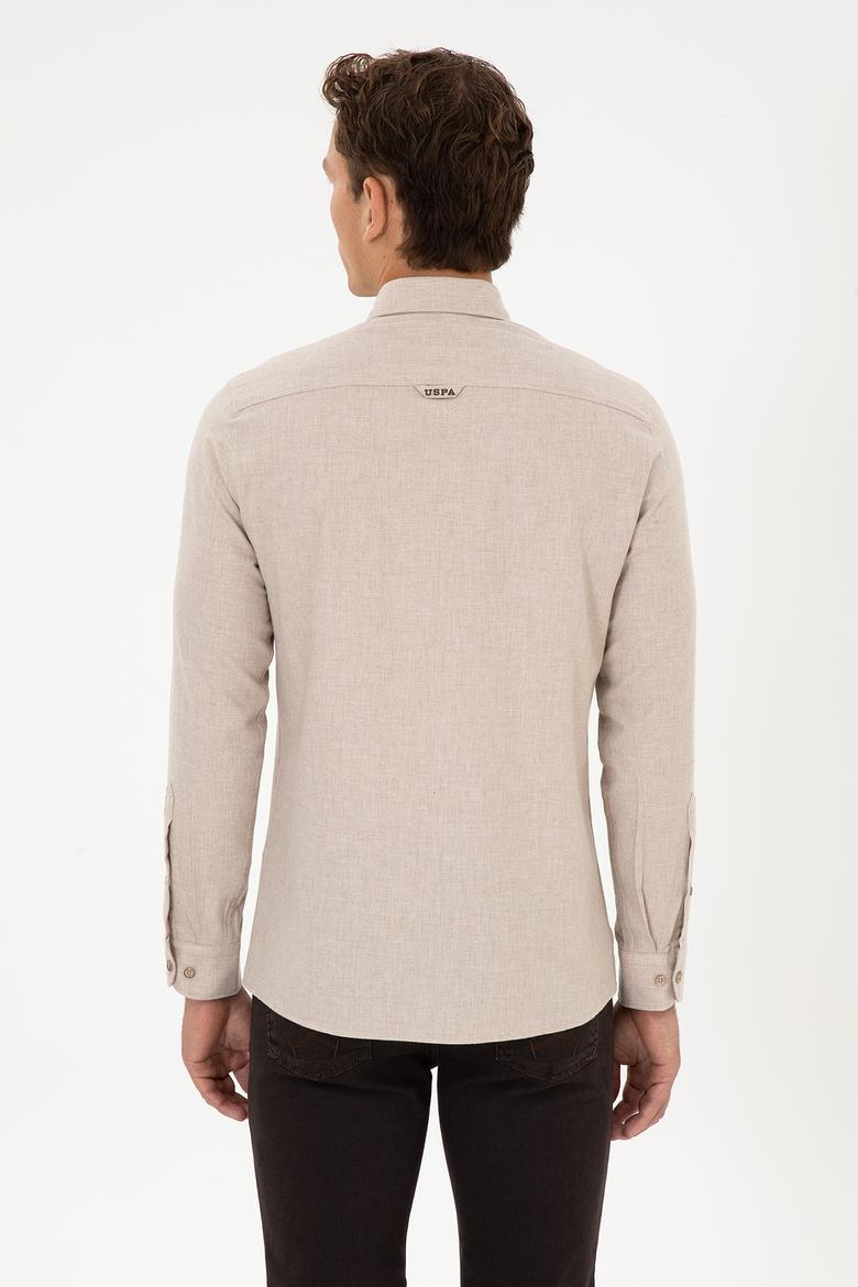 Erkek Koyu Bej Uzun Kollu Basic Gömlek - 50307686159