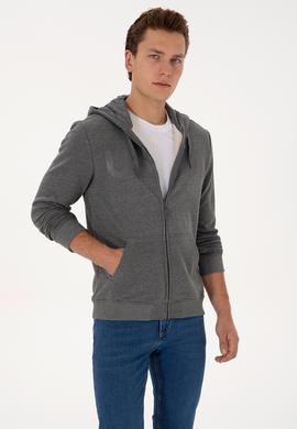 Erkek Antrasit Melanj Örme Hırka - 50307743016