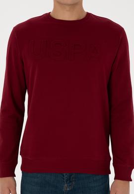 Erkek Regular Fit Bisiklet Yaka Bordo Basic Sweatshirt - 50307793154