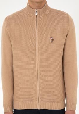 Erkek Camel Melanj Basic Triko Hırka - 50307800057