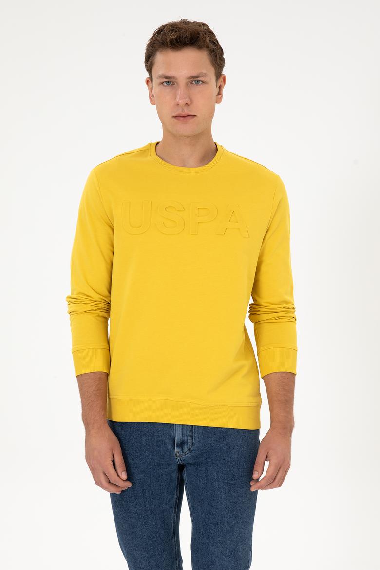 Erkek Sarı Basic Sweatshirt