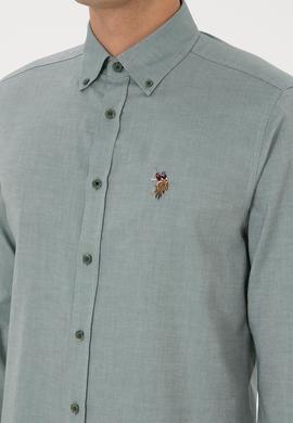 Erkek Koyu Yeşil Uzun Kollu Basic Gömlek - 50307659058