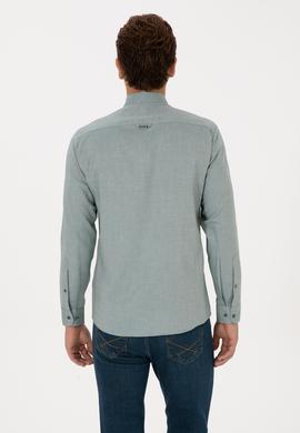Erkek Koyu Yeşil Uzun Kollu Basic Gömlek - 50307659058