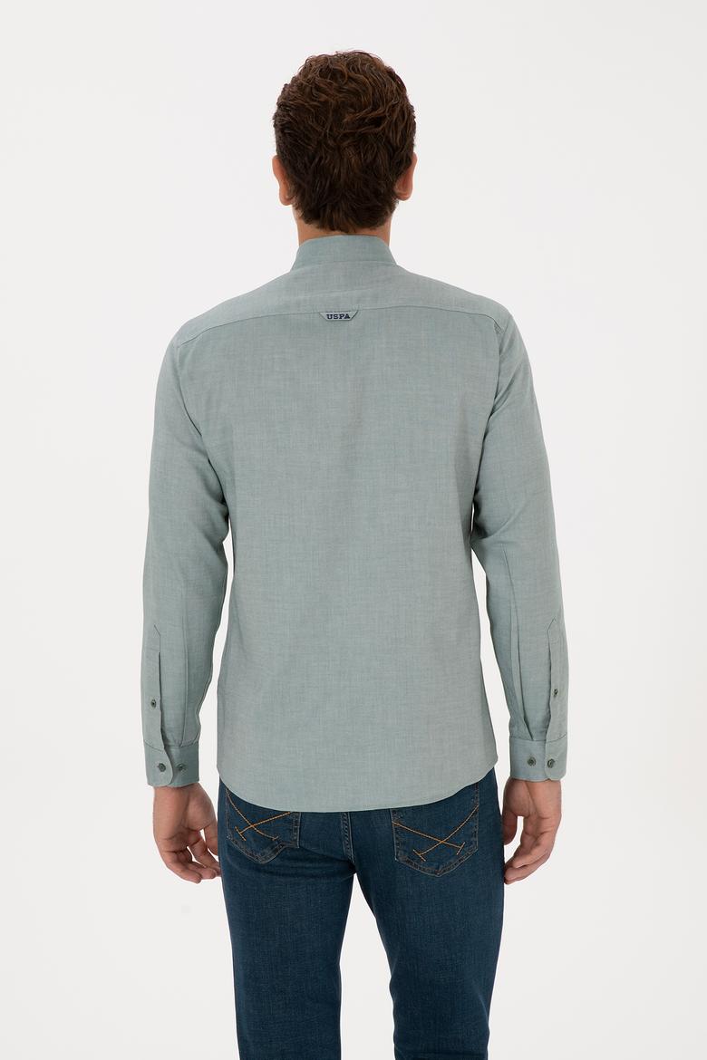 Erkek Koyu Yeşil Uzun Kollu Basic Gömlek - 50307659058