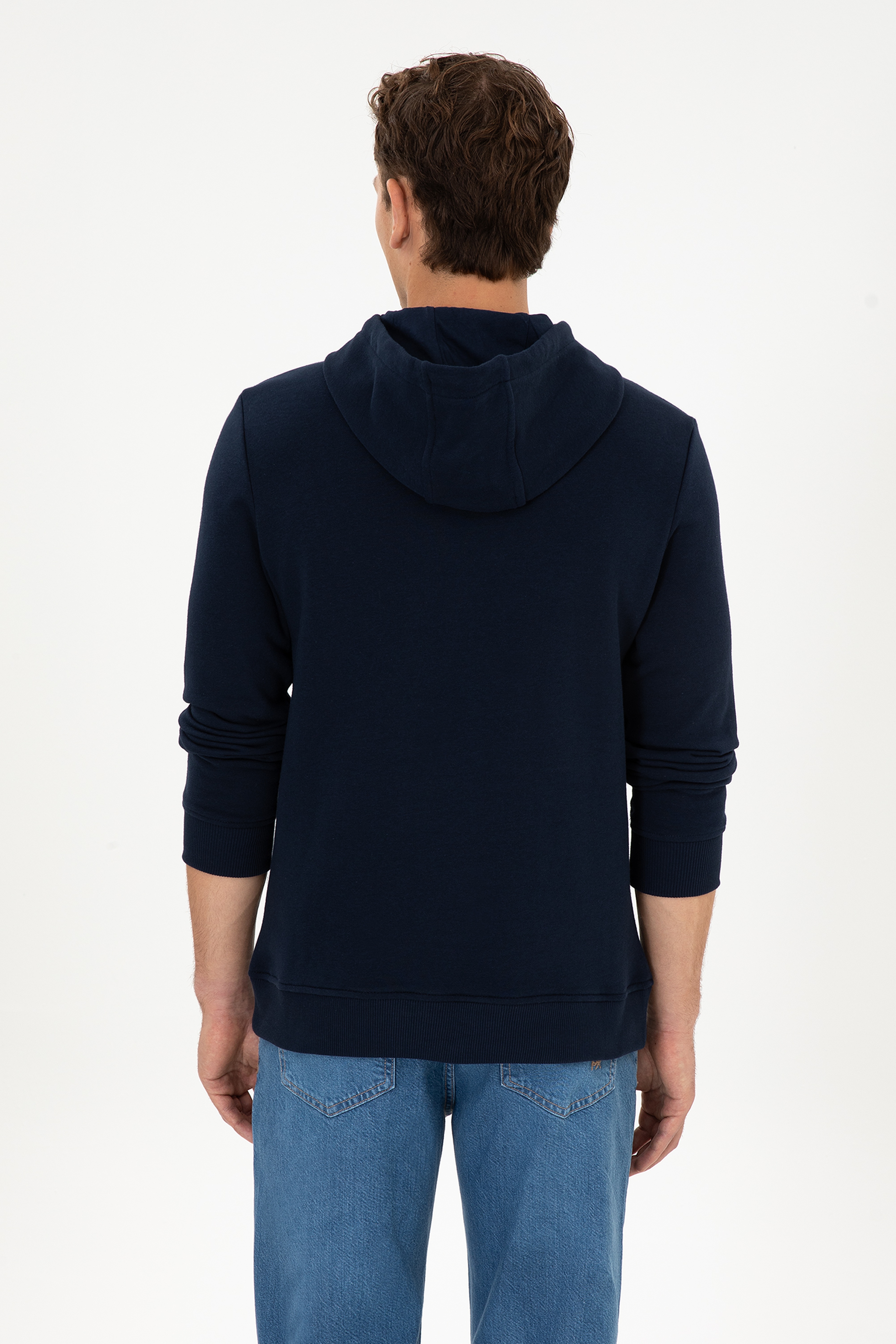 Erkek Regular Fit Kapüşonlu Lacivert Sweatshirt