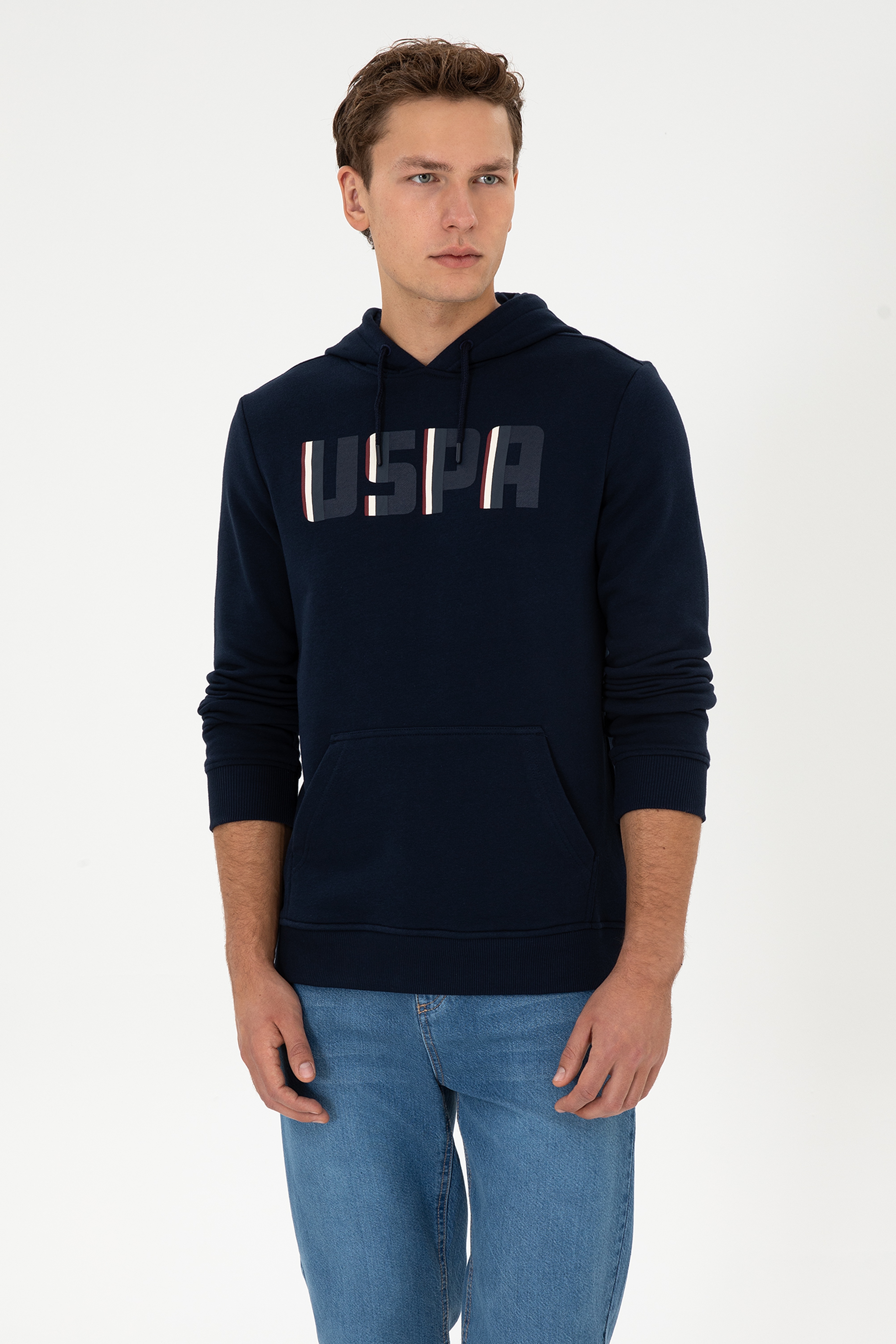 Erkek Regular Fit Kapüşonlu Lacivert Sweatshirt - Image 3