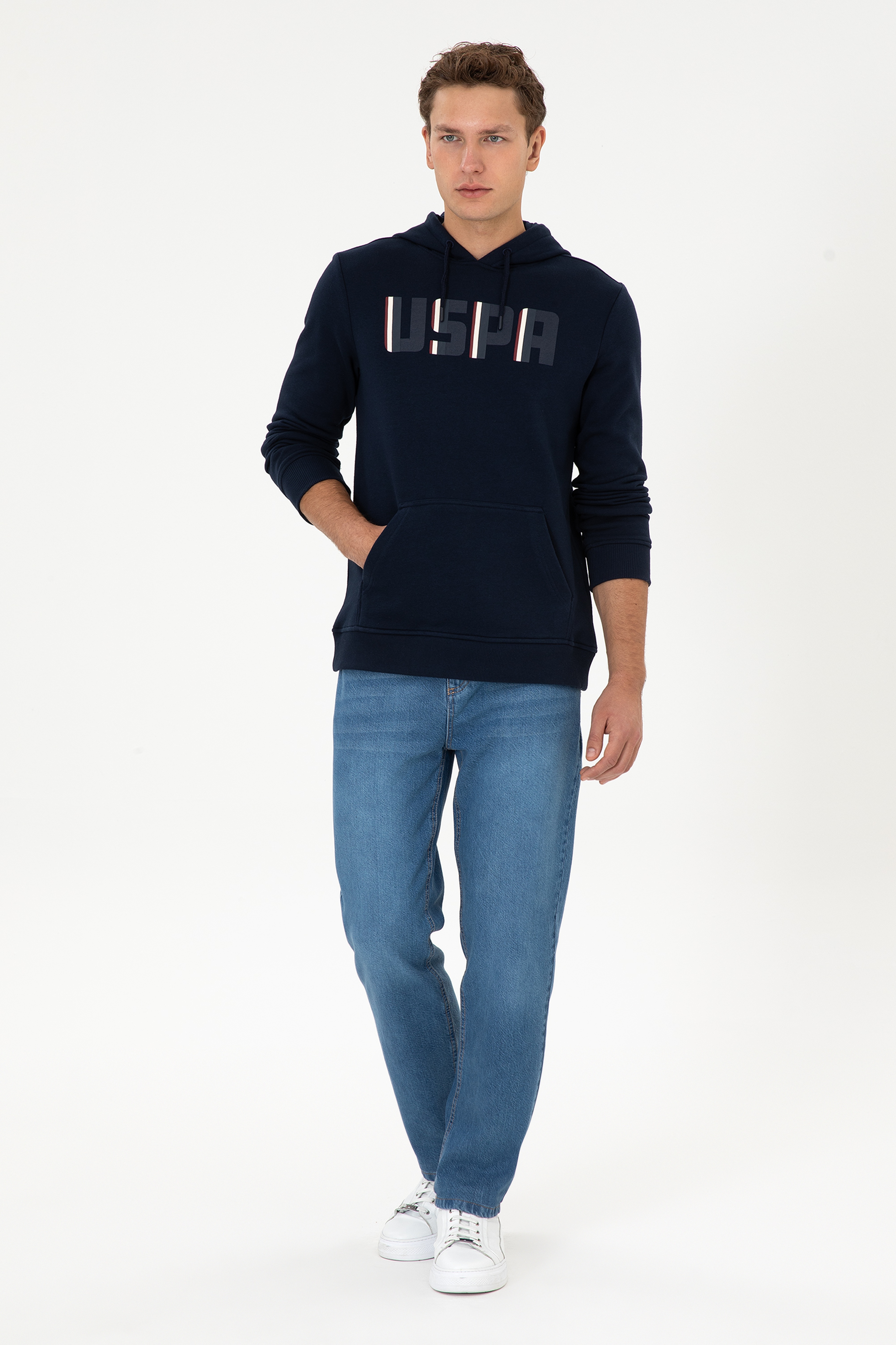 Erkek Regular Fit Kapüşonlu Lacivert Sweatshirt