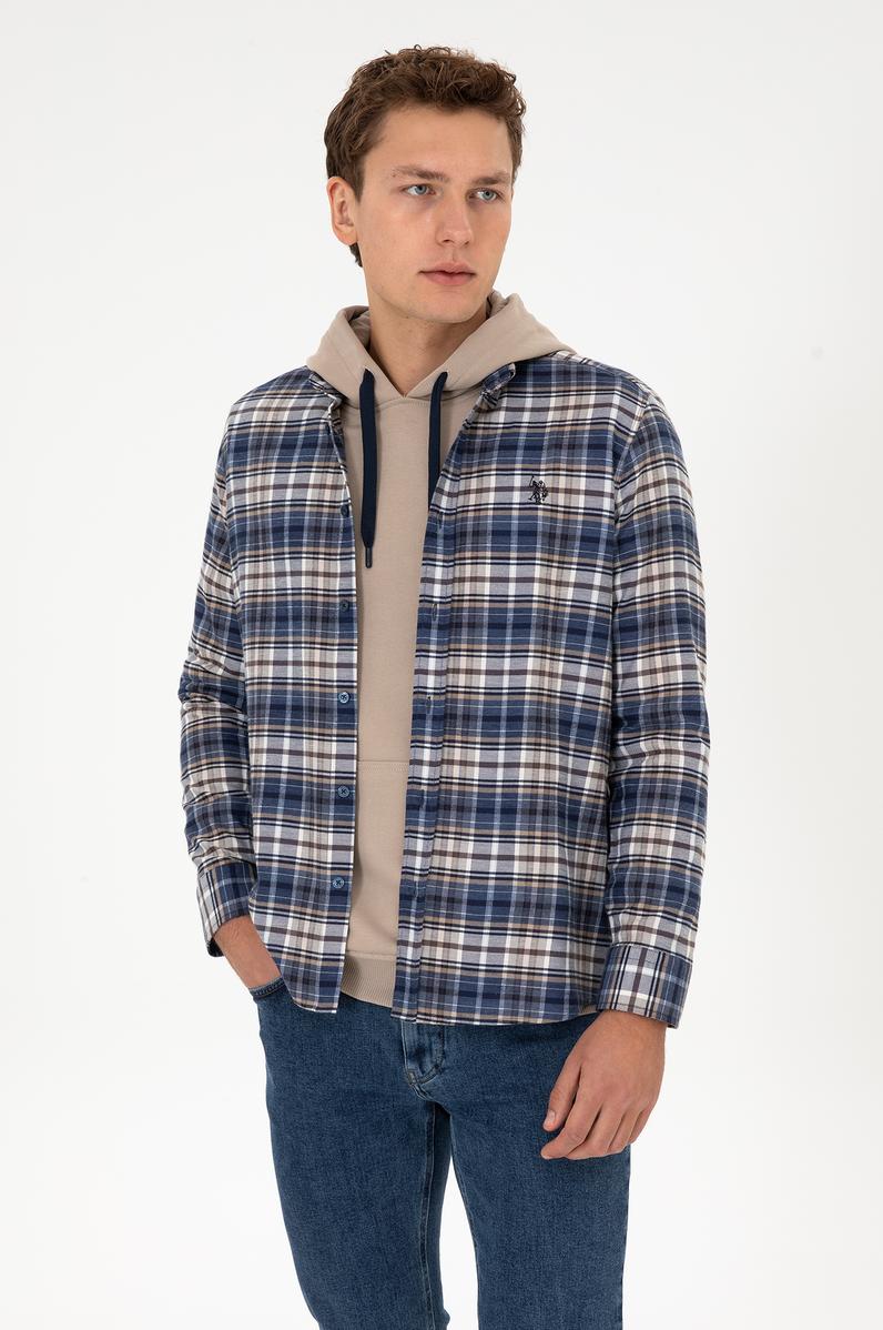 Erkek Açık Lacivert Uzun Kollu Gömlek