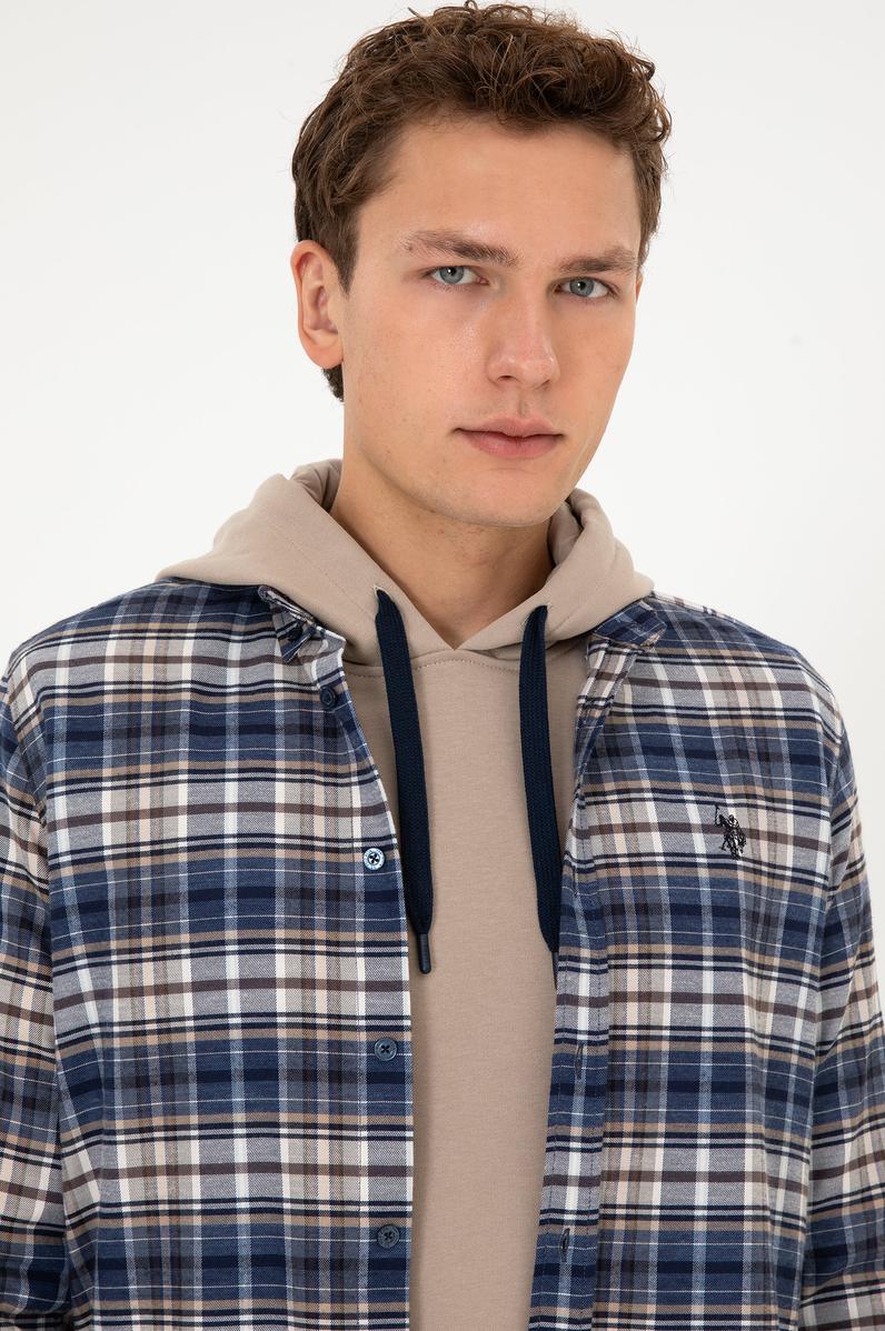 Erkek Açık Lacivert Uzun Kollu Gömlek