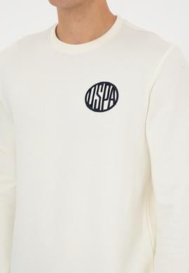 Erkek Regular Fit Bisiklet Yaka Krem Sweatshirt - 50308717028