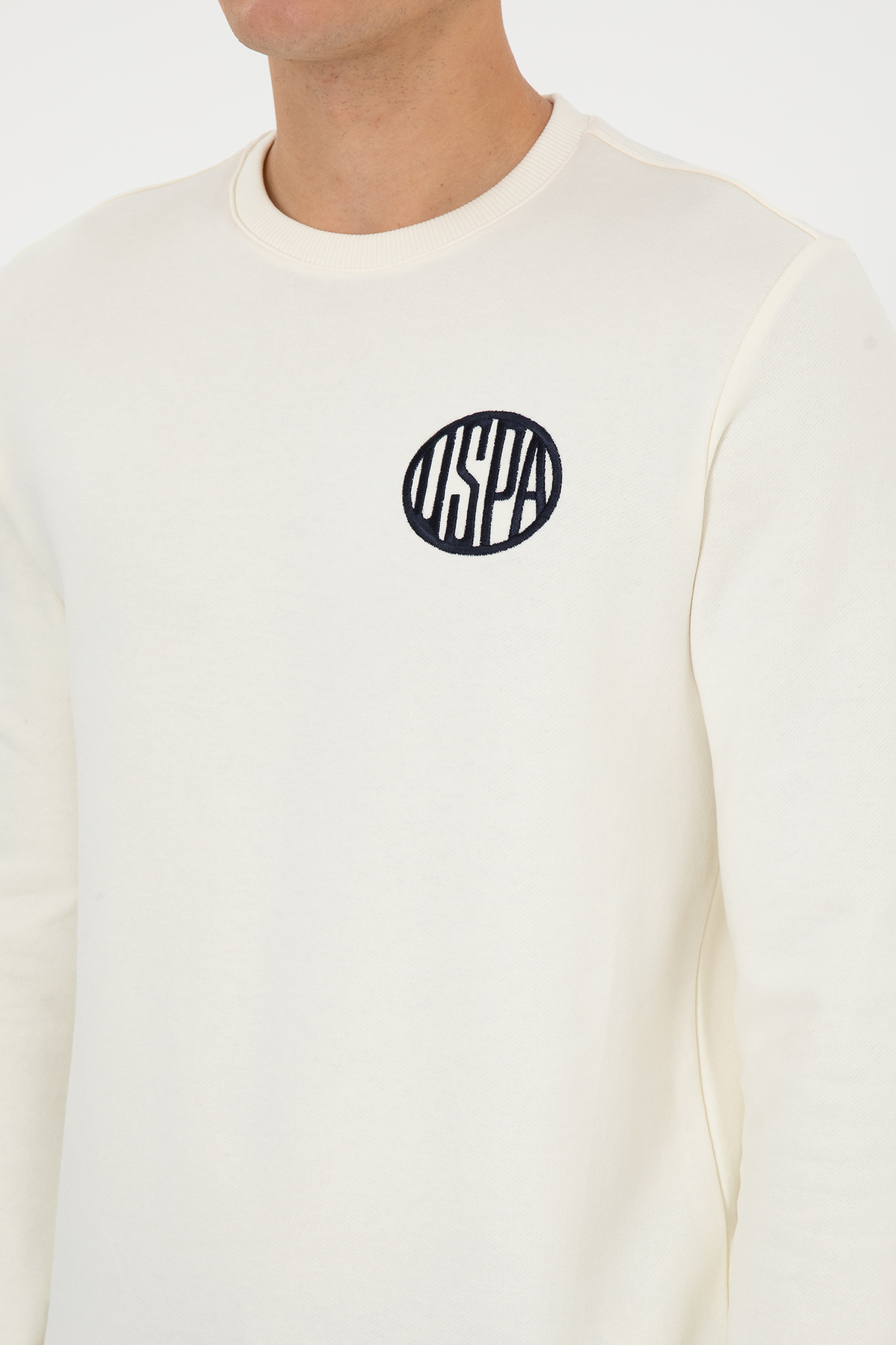 Erkek Regular Fit Bisiklet Yaka Krem Sweatshirt - Image 7