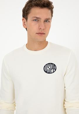 Erkek Regular Fit Bisiklet Yaka Krem Sweatshirt - 50308717028