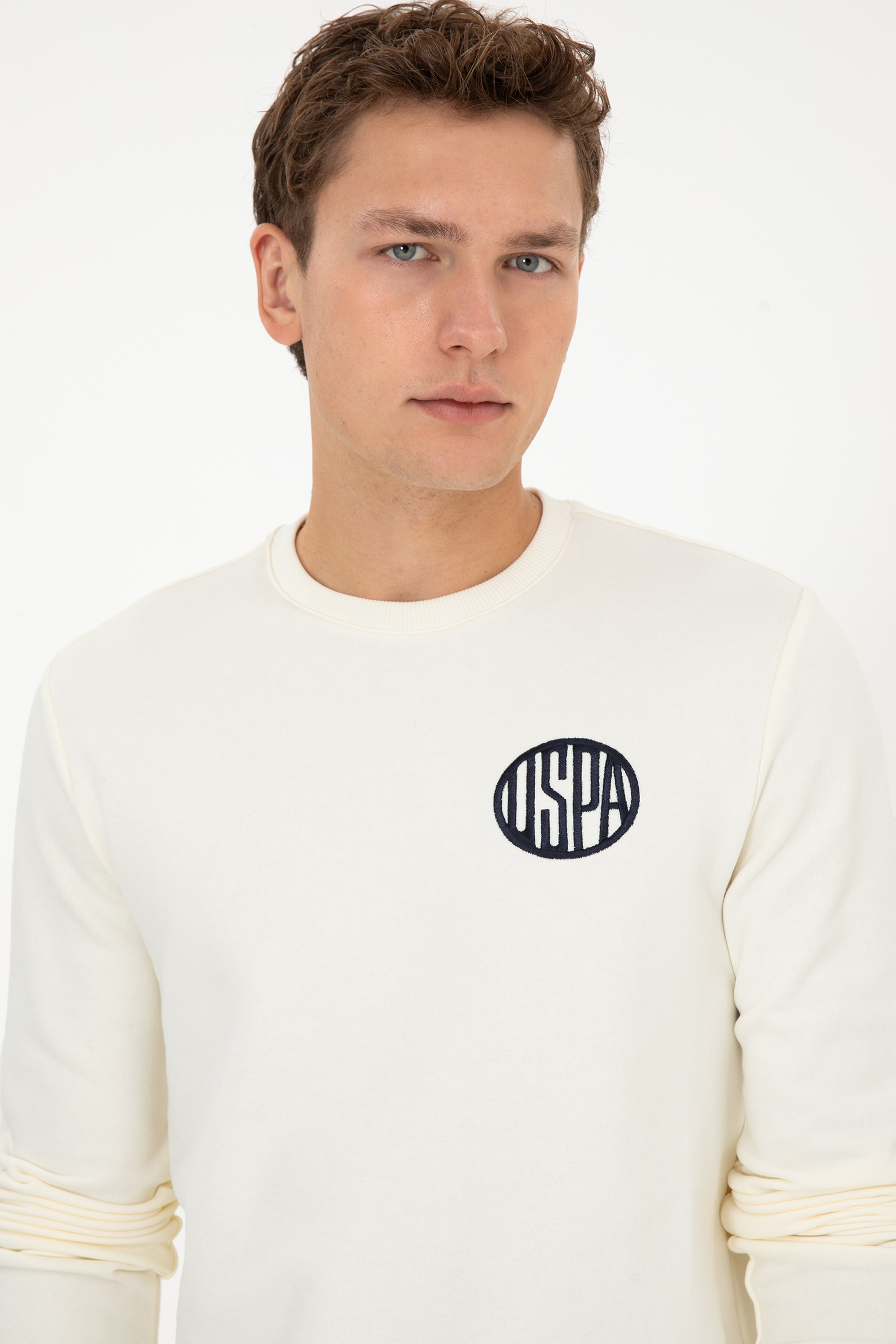 Erkek Regular Fit Bisiklet Yaka Krem Sweatshirt - Image 2