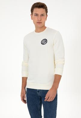 Erkek Regular Fit Bisiklet Yaka Krem Sweatshirt - 50308717028